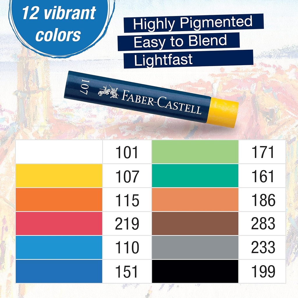 Faber-Castell Oil Pastel Crayons, Box of 12