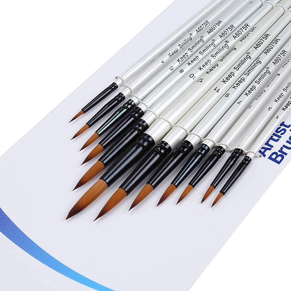 Keep Smiling Brush Set, 12 Brushes, White Long Handle, Assorted