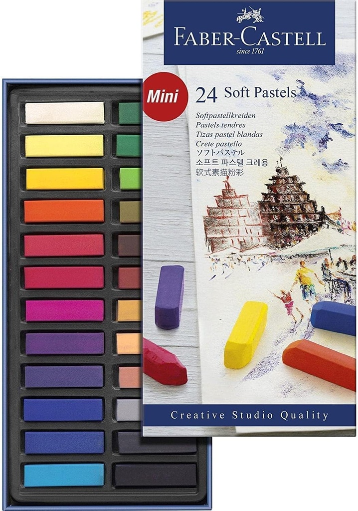 Faber-Castell Soft Pastel Set, 24 Colours, Short Soft Sticks