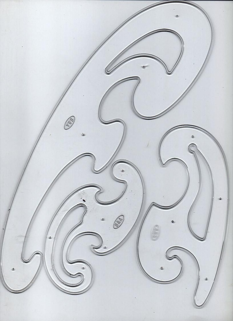 Samir & Aly French Curve Set, Clear Plastic, 3 Pieces