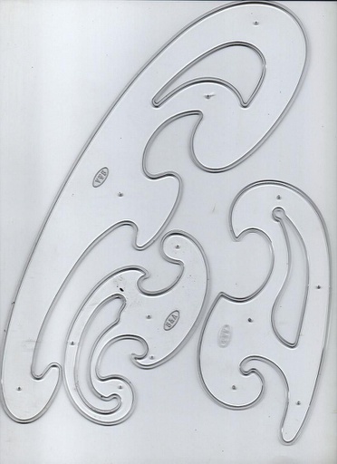 Samir & Aly French Curve Set, Clear Plastic, 3 Pieces, Boxed